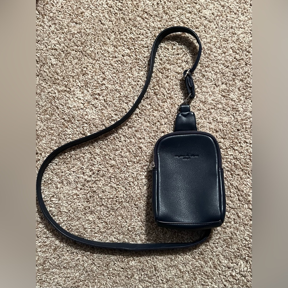 Inicat Navy Faux Leather Crossbody Bag